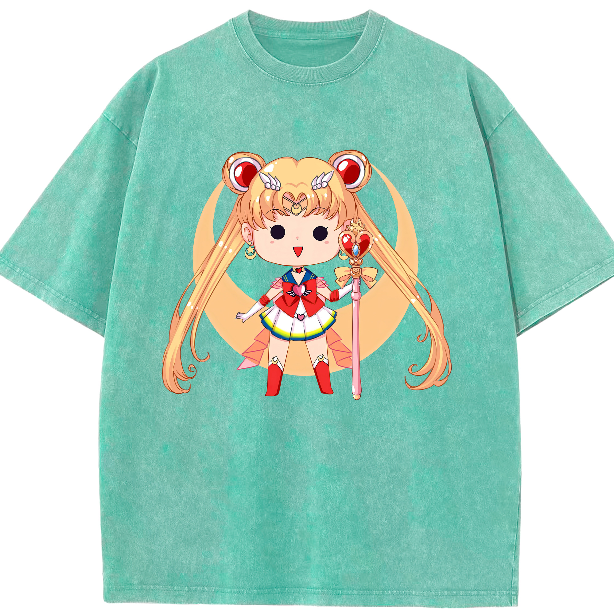 （画像用） 美少女戦士セーラームーン 月野 うさぎ つきの うさぎ Sailor Moon Tsukino Usagi 綿100% ヴィンテージ風 半袖Tシャツ（フロントプリント）